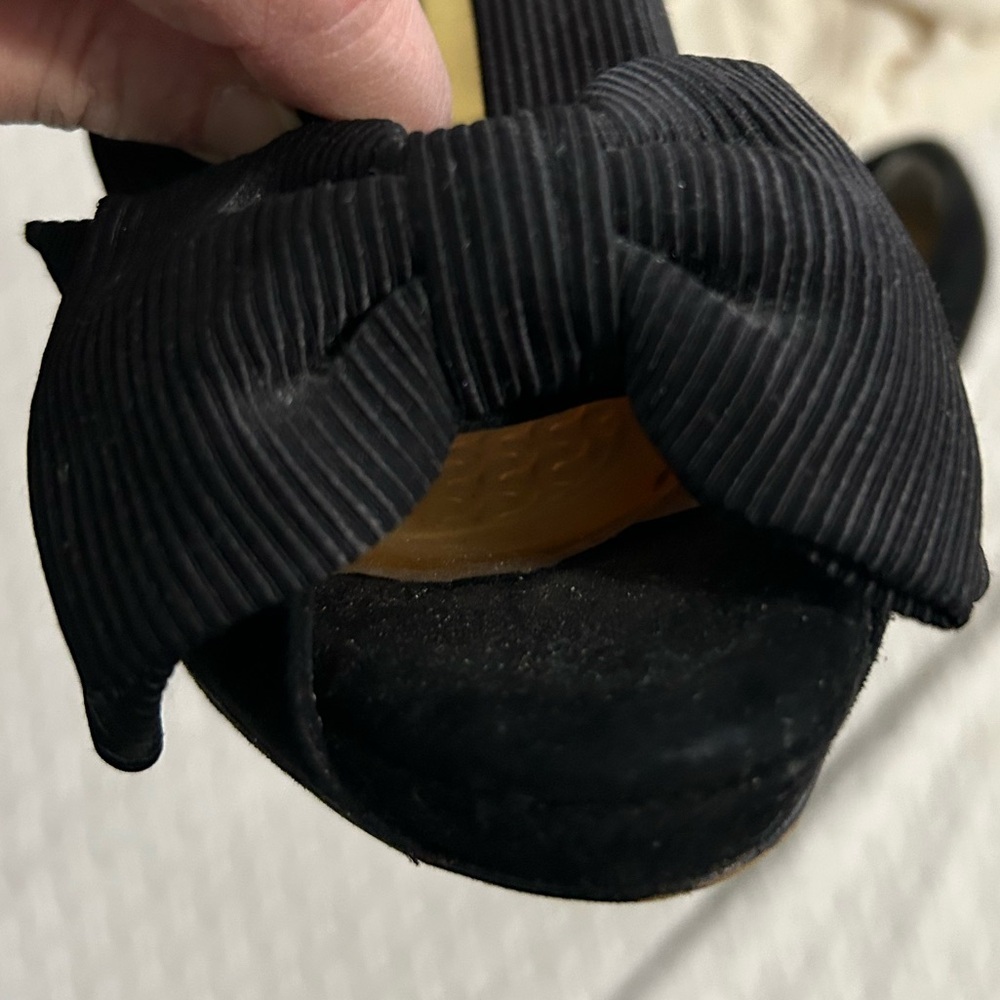 Kate Spade Black Peep-Toe Heels with Bow - Picture 3 of 9